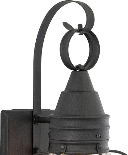 VAXCEL 2-Pack Chatham 13.5 in. H 1-Light Textured Black Coastal Outdoor Wall Sconce Made of Durable Steel, Clear Seeded Glass Shade, LED Compatible, Use for Exterior Porch Patio Front Door or Garage