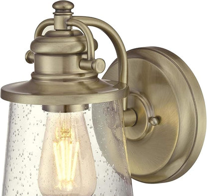 Westinghouse 6374500 Emma Jane One-Light Outdoor Wall Lantern, Antique Brass Finish with Clear Seeded Glass Porch Light