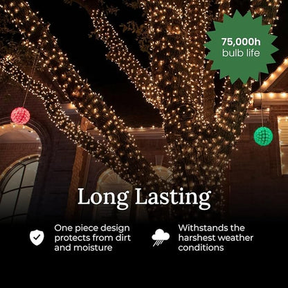 Pro Christmas T5 LED Christmas Lights - 70 Count Classic 5mm String Light Set - Professional Grade Indoor/Outdoor Commercial Holiday Lights for Trees, Bushes, & Décor - Red