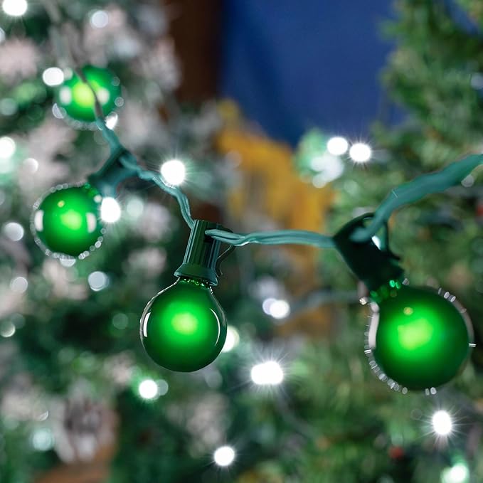100 Foot G40 Outdoor Patio String Lights with 125 Green Globe Bulbs – Indoor Outdoor String Lights – Market Bistro | Lumora