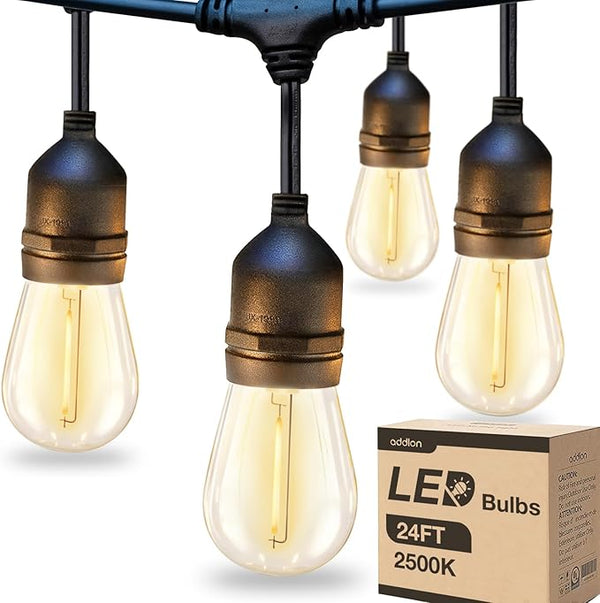 KYY 24FT Outdoor String Lights 2500K for Patio Waterproof LED with Edison Shatterproof Bulbs Cozy for Garden Yard | Lumora