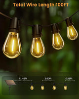 Torkase 100FT LED Outdoor String Lights with 25+2 S14 Shatterproof Bulbs, Commercial Grade Waterproof Patio Lights | Lumora