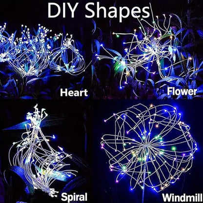 XIHAMA Solar Garden Lights 2 Pack Firework Lights Outdoor Waterproof, 150 LEDs with 8 Lighting Modes for Yard Pathway Patio Party Wedding Decorative (White)