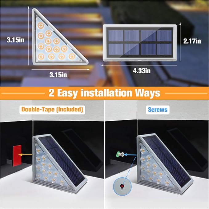 VOLISUN Solar Stair Lights 16 Pack, Solar Step Lights Waterproof IP67, Outdoor Step Light with 13 LEDs, Outdoor | Lumora