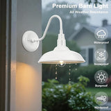 10'' Diameter Outdoor Gooseneck Barn Light Fixture with Wall Mount, White Exterior Waterproof Porch Barn Door Wall | Lumora