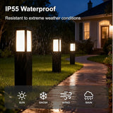 SkyGlow 32" Solar Bollard Light, Stainless Steel LED IP55 Outdoor Waterproof Curb Appeal Modern Landscape Path | Lumora