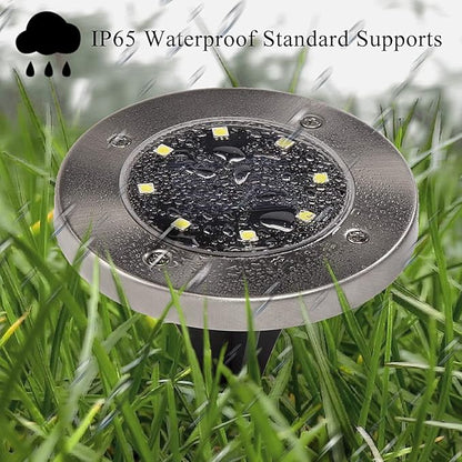 SOLPEX 24 Pack Solar Ground Lights, 8 LED Solar Powered Disk Lights Outdoor Waterproof Garden Landscape Lighting for Yard Deck Lawn Patio Pathway Walkway (White)