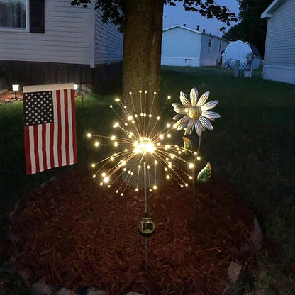 Anordsem Solar Lights Outdoor Waterproof: 4 Pack Garden Light - Bendable Copper Wire with 120 LED Firework Beads - DIY Warm Fun Decoration for Yard Patio - Twinkle Sparkler Gifts for Women Wife