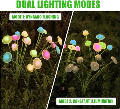 Solar Mushroom Light Outdoor Waterproof,Garden Patio Decorative 4 Colour Lights for Patio Lawn,Landscape Lighting Large Bulbs,Starlight Windswept Lights,Great Gift for Women for Gardening,2 Packs