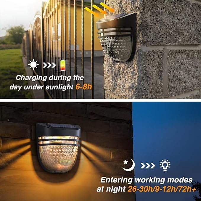 Solar Fence Light, Solar Pathway Lights, Solar Light, Deck Lights, Solar Powered, Solar Wall Lights, 2 Modes, Waterproof IP65, Outdoor for Garden, Christmas Decoration, Backyard, 6 Pack
