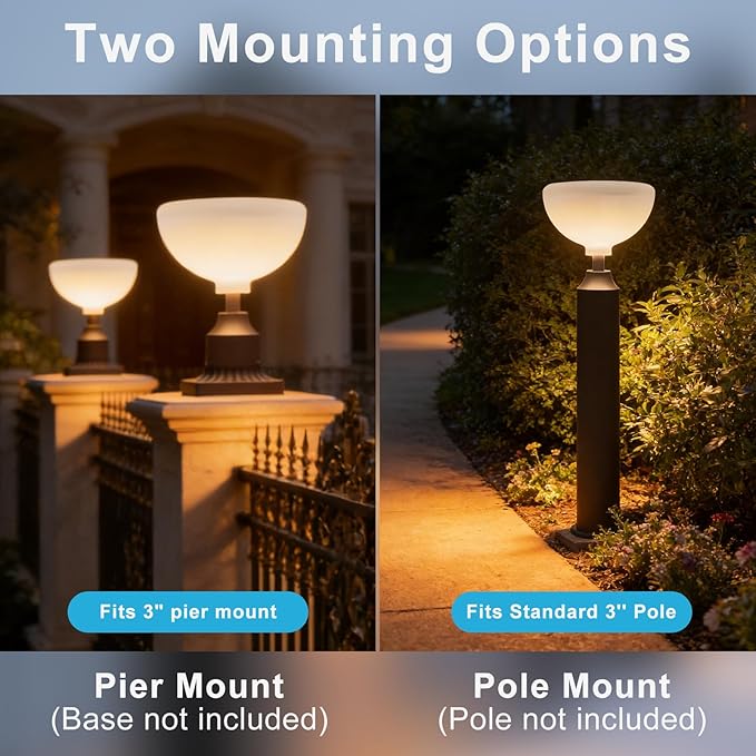 Lightdot Solar Lamp Post Lights 3000K Dusk to Dawn Solar Post Lights with Pier Mount Base, Wireless Waterproof | Lumora
