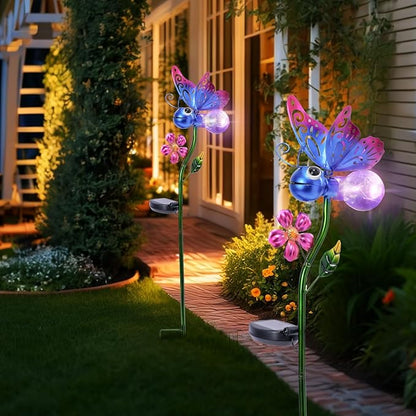 Bshine Solar Butterfly Outdoor Garden Decorative Lights, Waterproof Metal Stake Solar LED Lights Garden Decor Backyard, Pathway, Path, Lawn Ornaments for Woman Mom, Valentine's Day Outdoor Decor
