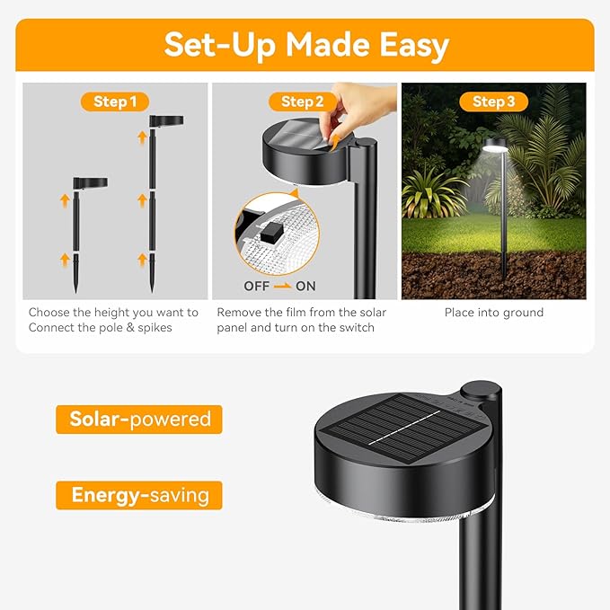 12 Pack Solar Pathway Lights Outdoor, 12 Brighter LED Solar Lights Outdoor Waterproof, Up to 12 Hrs Modern Path | Lumora