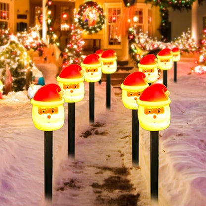 FANFX Christmas Solar Powered Lights, Pathway Markers Walkway Lights with Automatic Charging/Lighting, Xmas Waterproof Decorations for Outdoor Pathway Garden Yard Patio（5PCS Santa）