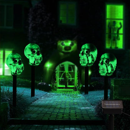 HUYIENO Solar 4pcs Halloween Pathway Lights LED Lights Outdoor Waterproof Halloween Decorations for Garden