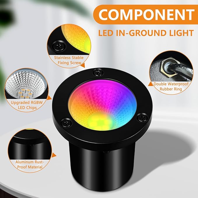 Landscape Lighting - 10W RGB Landscape Lights with Color Changing, 12V-24V Waterproof Outdoor In-Ground Lights for | Lumora