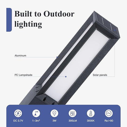 Solar Pathway Lights Outdoor Waterproof, 1 Pack Auto On/Off Driveway Lights, 3000K Landscape Lighting & Accessories, Aluminum Dimmable Outdoor Solar Lamp for Path Sidewalk Walkway Yard Decor