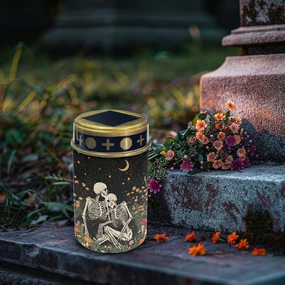 Skeleton Starry Night Cemetery Solar Lights Memorial Solar Lights Waterproof Grave Decorations Gifts for Cemetery Home Outdoors Lawn Outdoor Yard Patio