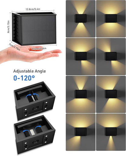 CORESLUX Solar Fence Lights Outdoor, Up and Down Outdoor Wall Lights, IP65 Waterproof Solar Fence Lights, Warm Outdoor Solar Lights for Backyard/Railing/Wall/Step/Patio, 2PCS