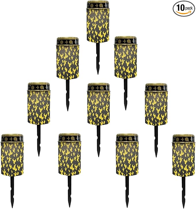 Yellow Fire Solar Garden Lights Outdoor Pathway Lights Solar Powered Fairy Lights Flameless Lights Landscape Decoration Lighting for Yard Pation Walkway Lights
