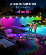 Outdoor Deck Lights 24 Packs, Smart RGBCW Fence Light, 100+ Scene Modes, Dual Lens LED String Lights with | Lumora