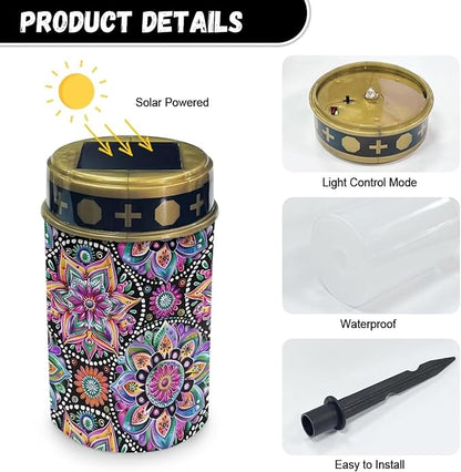 Flower Print Solar Outdoor Lights Waterproof Dustproof Garden Solar Lights Hundreds of Cemetery Decorative Memorial Lights for Ritual Religiou Activity Cemetery Decoration