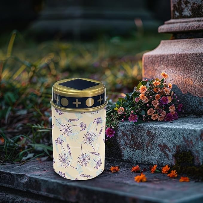Dandelion Solar Lights Outdoor Waterproof Walkway Path Light for Outside Gravesite Decorations Cemetery