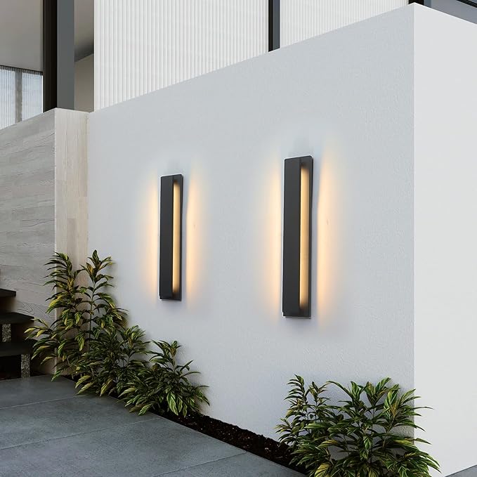 24inch Outdoor Modern LED Wall Light, 20W Waterproof Indoor Wall Mount Fixtures,3000K Warm Light Rectangular Wall Sconce for Front Door, Stairway, Living Room