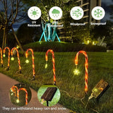Candy Cane Lights Christmas Decorations, 12 Pack Solar Candy Cane Pathway Lights with 8 Modes and Timer, 72 LED | Lumora