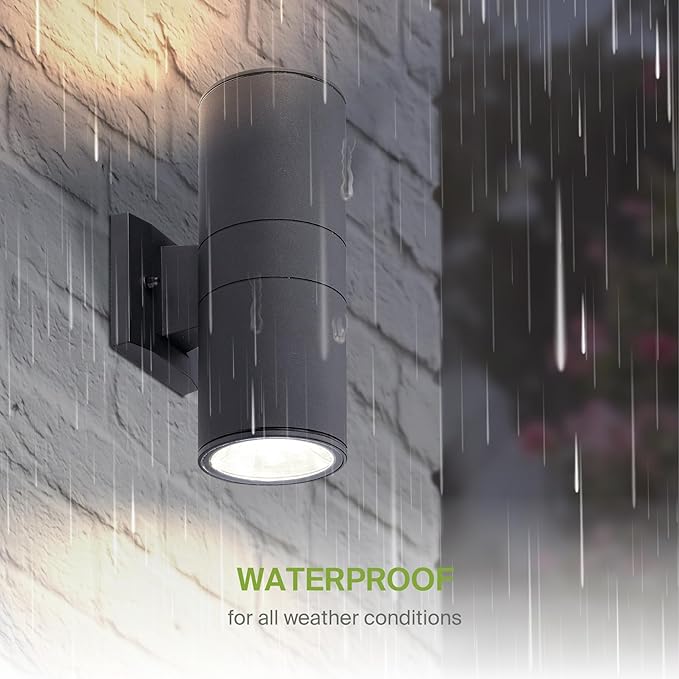 ASD 2 Light Dusk to Dawn Outdoor Wall Light Fixture | 120W E26 Bulb Socket 120V ETL Cylinder Up Down Lights | | Lumora
