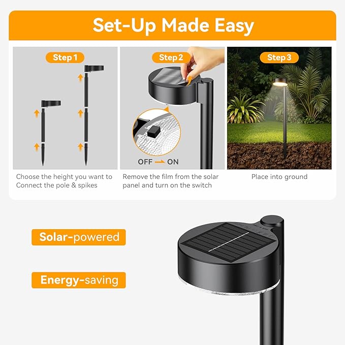 12 Pack Solar Pathway Lights Outdoor, 12 Brighter LED Solar Lights Outdoor Waterproof, Up to 12 Hrs Modern Solar | Lumora