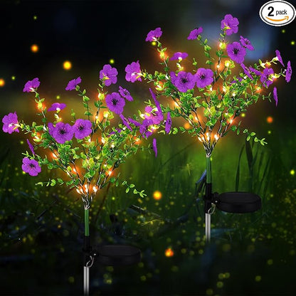 2 Pack Solar Stake Lights Outdoor Decor Waterproof Mums Artificial Flowers Solar Lights for Outdoor Garden Yard Pathway Decor (Purple,Violet)