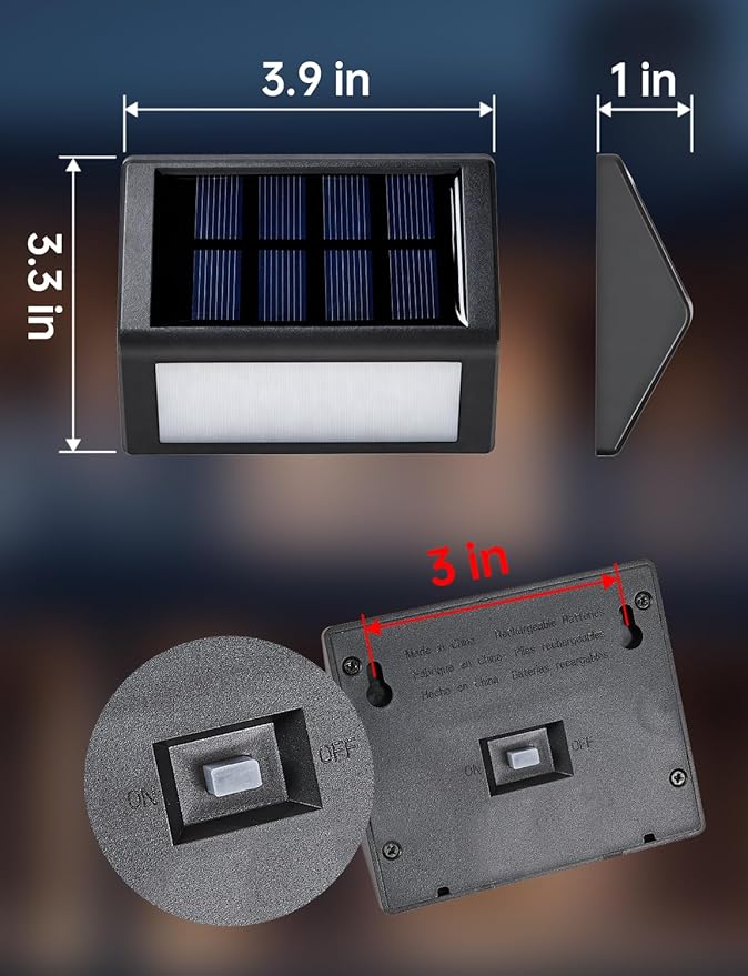 Solar Step Lights, 8 Pack Outdoor Waterproof Stair Lights, 3000K Warm White Light, Auto On/Off, Outdoor Solar Deck Light Decor for Garden Stairs, Front Step, Fence, Yard, Patio, Wall, Walkway, Porch