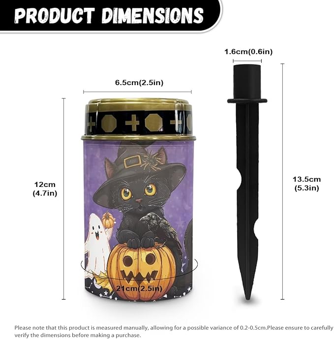 Black Cat Ghost Pumpkin Cemetery Solar Lights, Solar Powered Garden Stake Lights, Halloween Decorative Lights for Cemetery Grave Yard Patio Outdoor Decoration Memorial
