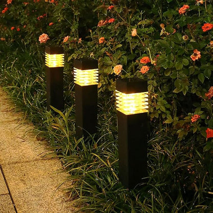 Solar Lights Outdoor 4 Pack Square Solar Pathway Lights Outdoor Waterproof LED Landscape Garden Lights Solar Powered Outdoor Lights Solar Garden Lights for Pathway Walkway Yard
