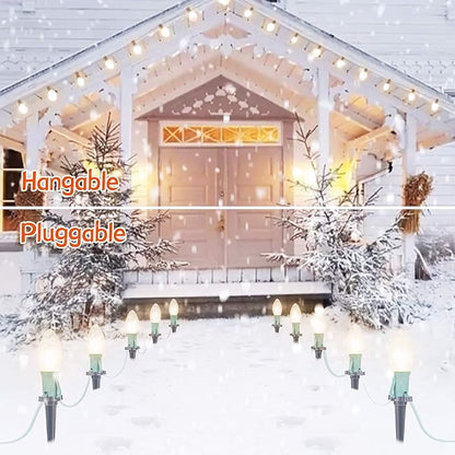 C9 Christmas Pathway String Lights, 25.7 Feet 40 Clear Lights and 20 Stakes, Extendable Waterproof for Outdoor Walkway and Driveway, UL Listed, Warm White