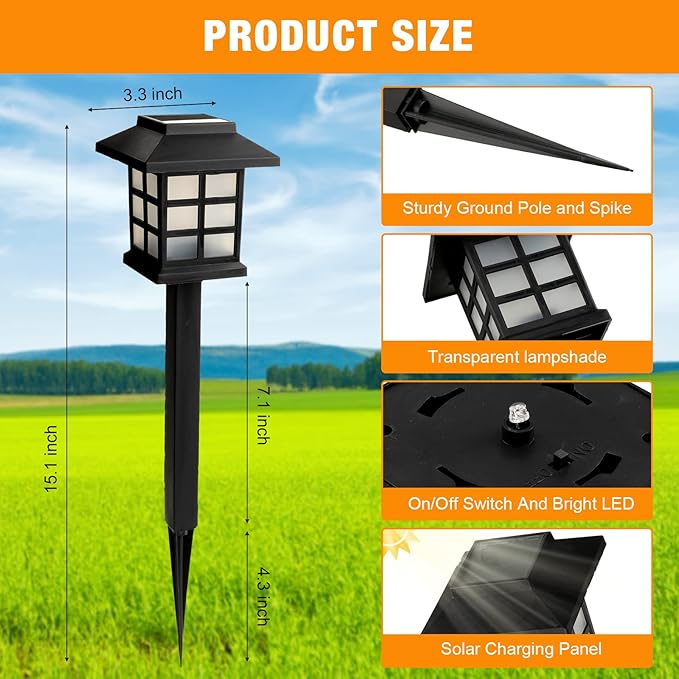 Treela 24 Pack Solar Pathway Lights Outdoor Waterproof LED Solar Powered Landscape Lights Decor for Yard Garden Patio Lawn Driveway Walkway Sidewalk Pathway Outdoor