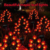 Fall Décor Solar Garden Lights for Outdoor Thanksgiving Decorations,2PACK 40LED RED Maple Leaves Path Lights,Autumn | Lumora