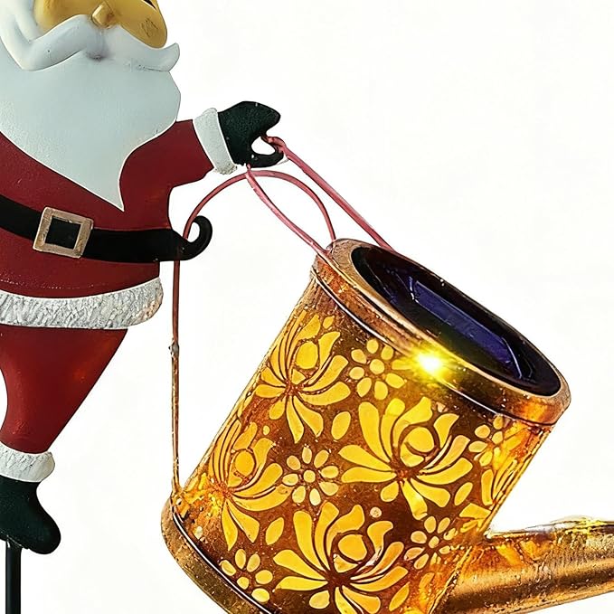 Solar Lights for Outside,Waterproof Santa Claus Watering Can Design,Decorative Solar Watering Can with Lights - for Walkway Courtyards Backyard Pathway Terrace Balcony Landscaping Porch Patio