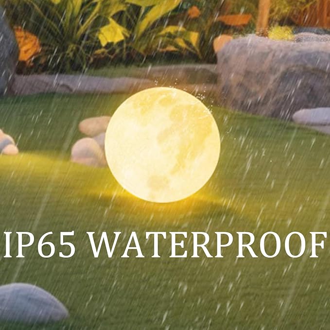 Wiring Powered Globe Shape Outdoor Light,Waterproof Moon Lamp with Resin Lampbody,Unique Outdoor Lighting for Staircase Swimming Pool and Yard(11.81" D)
