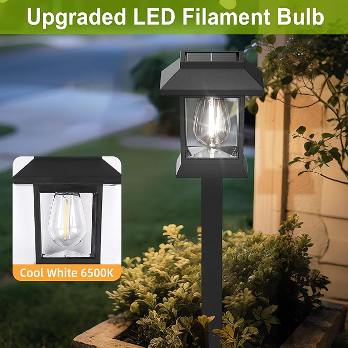 EXCMARK 16 Pack Solar Lights for Outside Walkway Pathway Driveway Outdoor Waterproof Led Landscape Lighting for Garden Yard Decor. (Cool White Light, 16)
