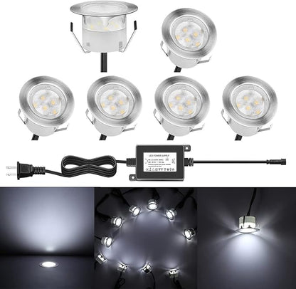 Deck Light, 6pcs LED Path Road Lights Marker Lighting,Waterproof Security Warning Lights for Outdoor Fence Patio Stud Yard Home Driveway Pathway Stairs Step Garden Lamp Cool White