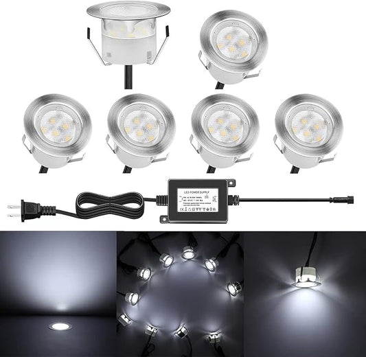 Deck Light, 6pcs LED Path Road Lights Marker Lighting,Waterproof Security Warning Lights for Outdoor Fence Patio Stud Yard Home Driveway Pathway Stairs Step Garden Lamp Cool White