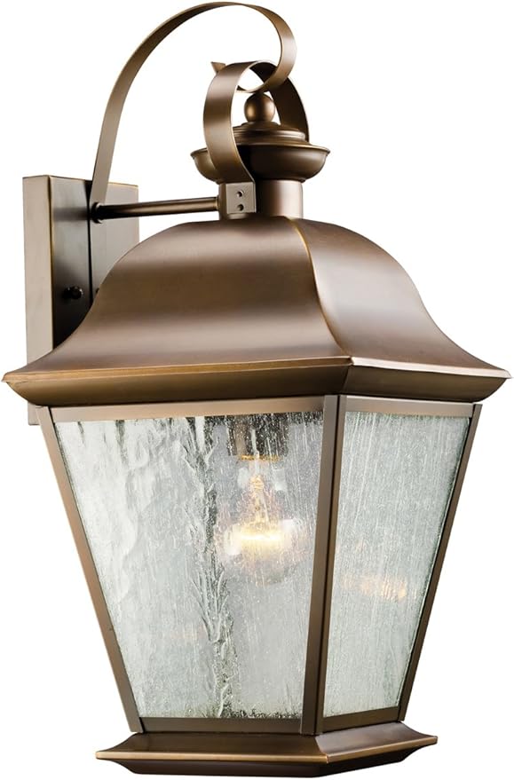 Kichler Mount Vernon 19.5" 1 Light Outdoor Wall Light with Clear Seeded Glass in Olde Bronze®