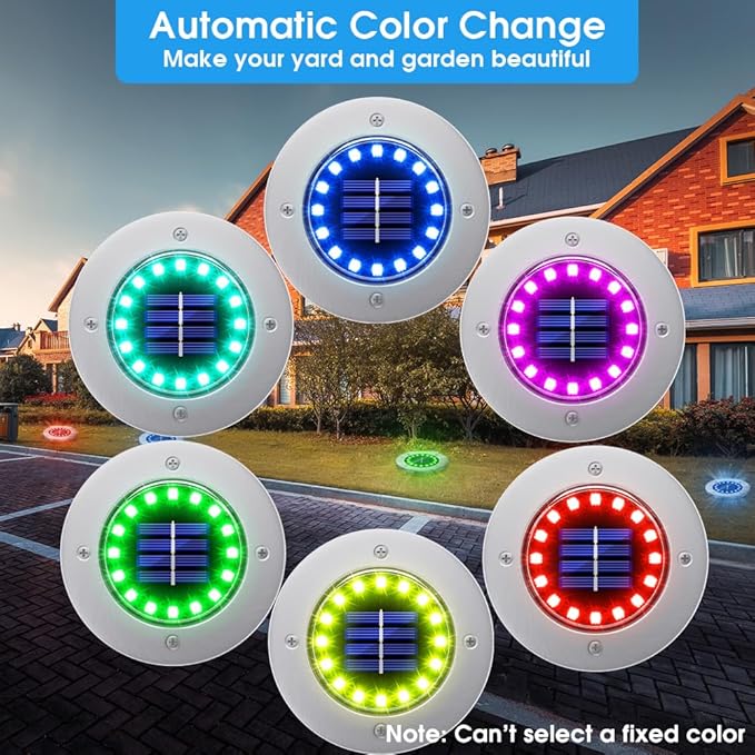 NFESOLAR 16 Pack Solar Lights Outdoor, 16 LEDs Multi-Color Solar Ground Lights Waterproof Landscape Light for | Lumora