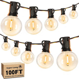 100FT LED Outdoor String Lights Patio Light with 52 Shatterproof G40 Dimmable Globe Bulb, 2-Pack 50FT Waterproof | Lumora