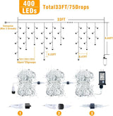 33ft Icicle Lights for Outside, Red and White Christmas Lights Outdoor Indoor, 400 LED Twinkle String Light with 75 | Lumora