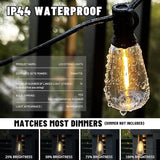 100+10FT LED Outdoor String Lights, Patio Deck Lights with 50+2 Shatterproof ST38 Edison Bulbs, Dimmable Warm White | Lumora