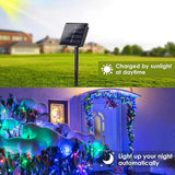 (Cool White ⇋ Multicolor) Solar Christmas String Lights Outdoor, 2-Pack 80FT 200 LED Waterproof Silver Wire, Solar | Lumora