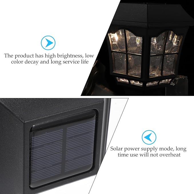 Yardwe 2pcs Solar Yard Lamps Outdoor Waterproof Solar Garden Lighting for Path Lawn Patio Warm White LED Wall Mounted